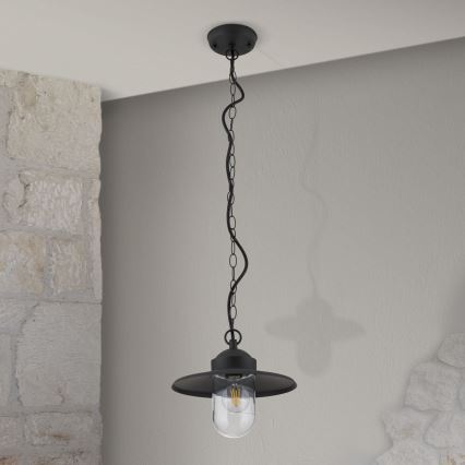 Iluminação suspensa exterior EDWARD 1xE27/60W/230V IP44 preto