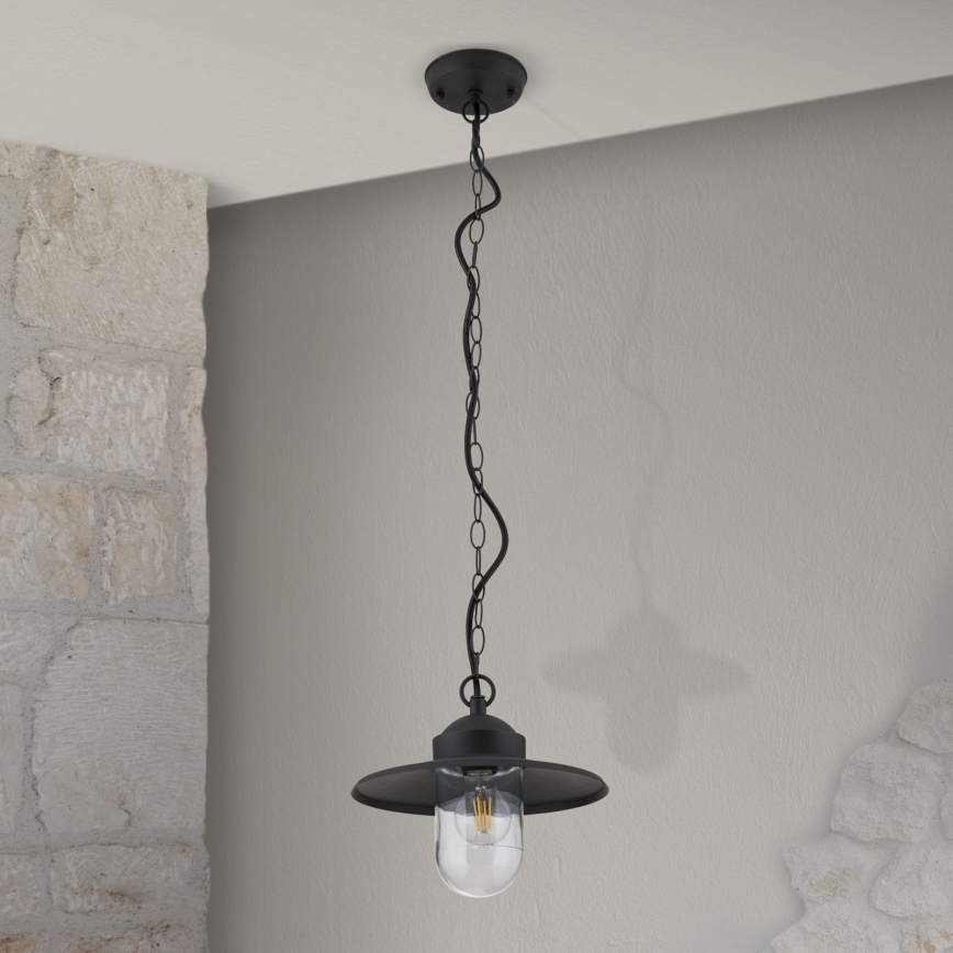 Iluminação suspensa exterior EDWARD 1xE27/60W/230V IP44 preto