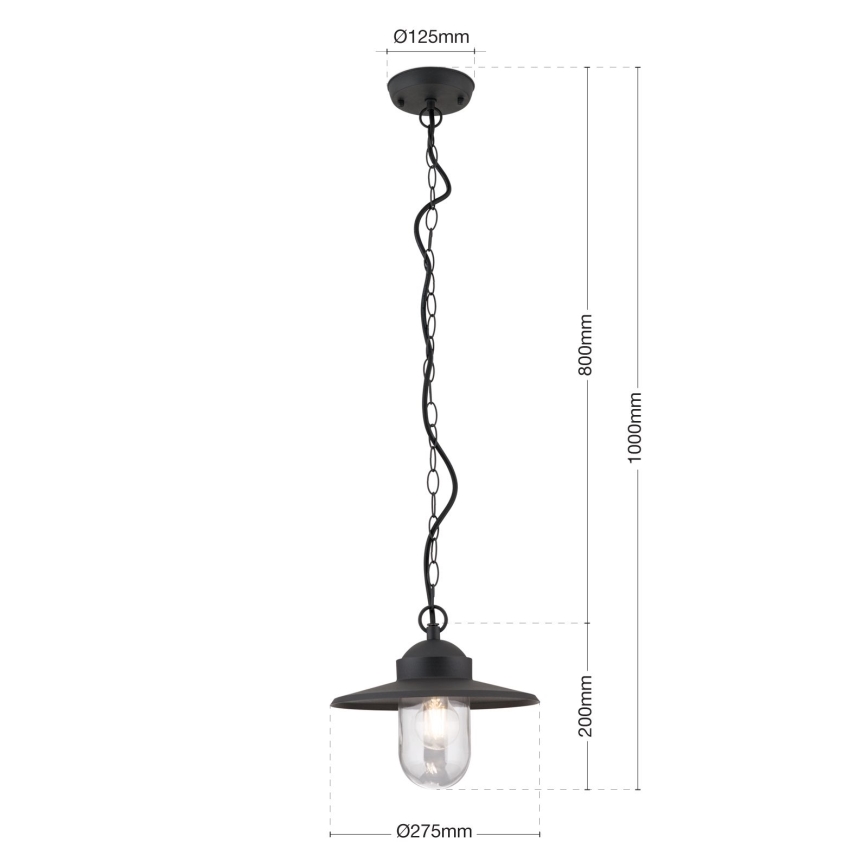 Iluminação suspensa exterior EDWARD 1xE27/60W/230V IP44 preto
