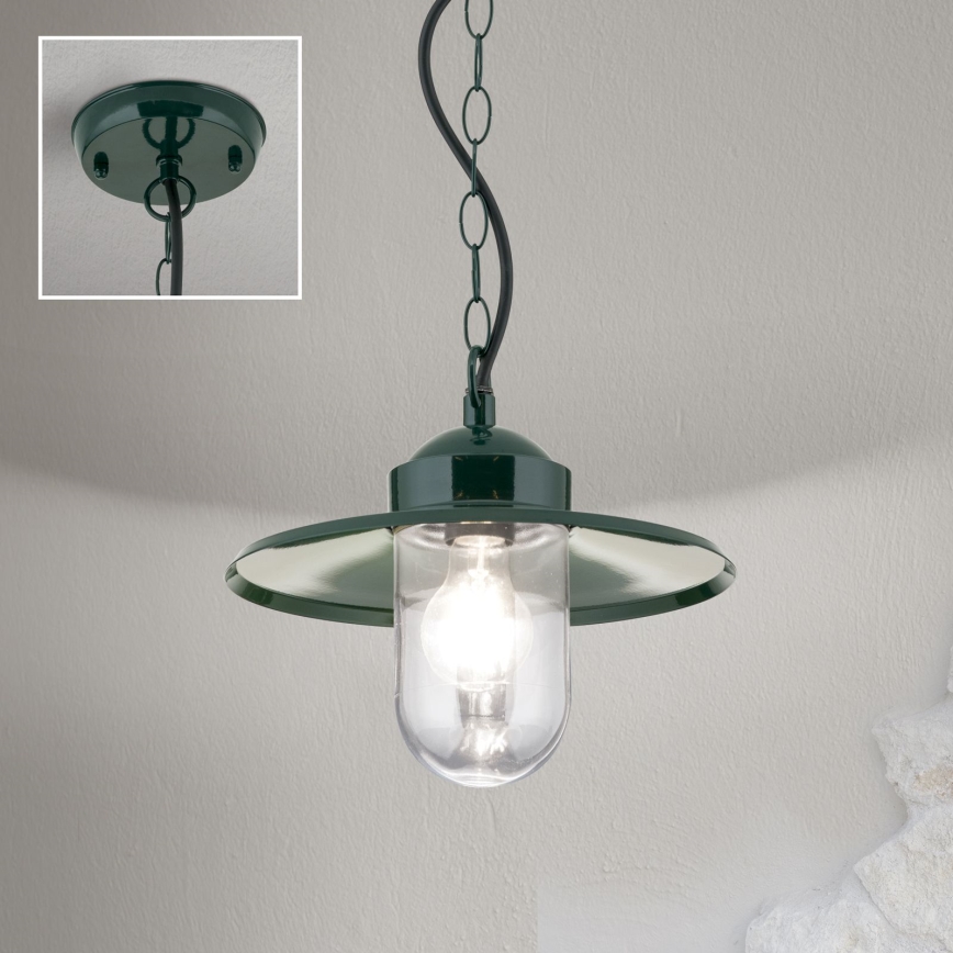 Iluminação suspensa exterior EDWARD 1xE27/60W/230V IP44 verde