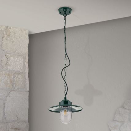 Iluminação suspensa exterior EDWARD 1xE27/60W/230V IP44 verde