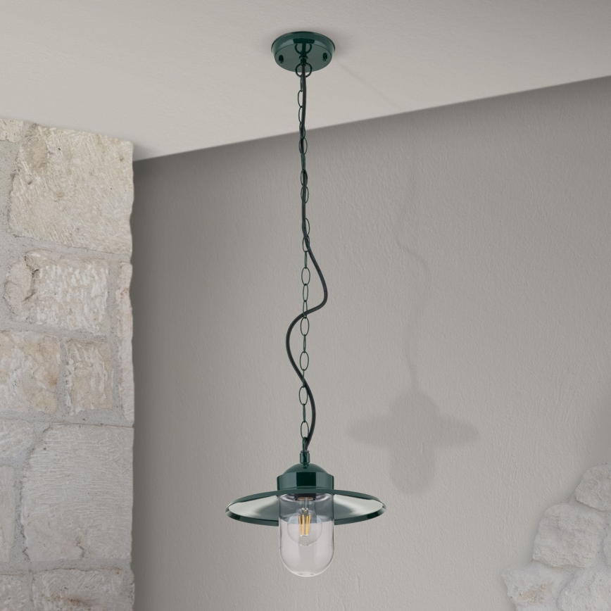 Iluminação suspensa exterior EDWARD 1xE27/60W/230V IP44 verde