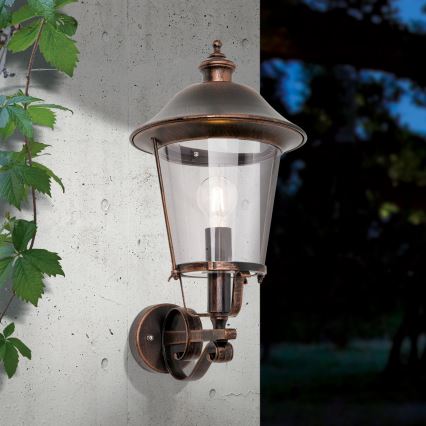 Candeeiro de parede exterior KENZO 1xE27/100W/230V IP44 bronze/pátina