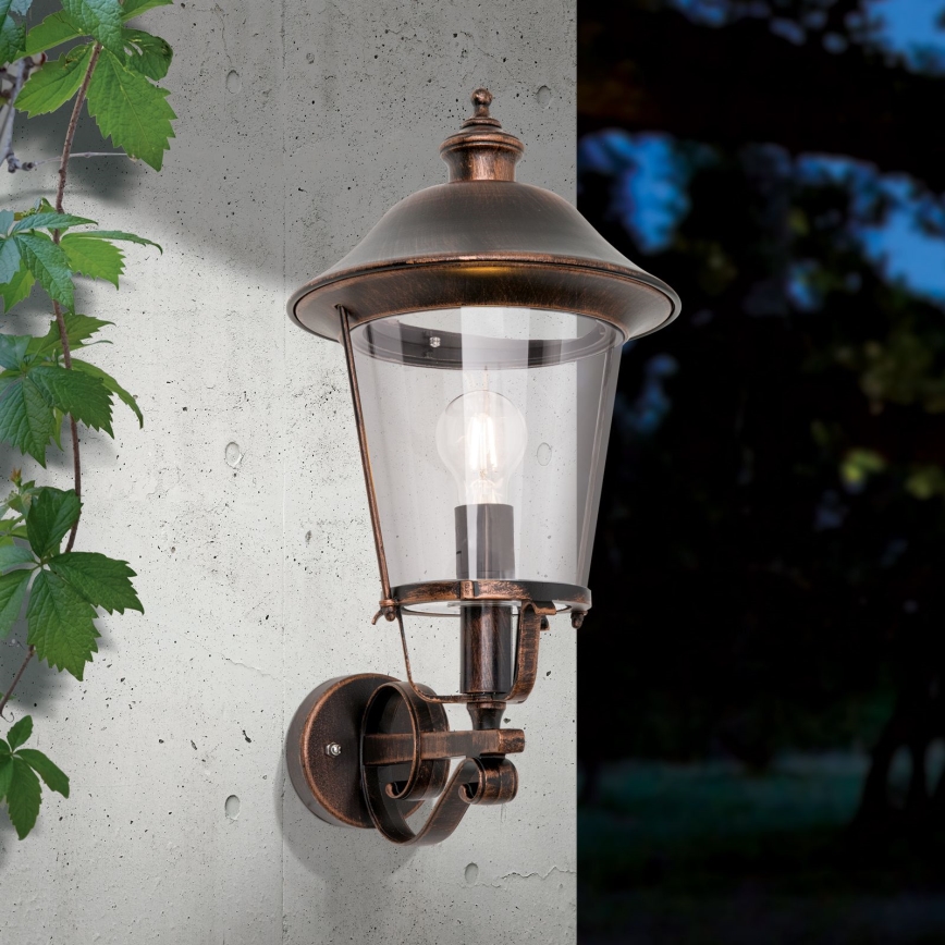 Candeeiro de parede exterior KENZO 1xE27/100W/230V IP44 bronze/pátina