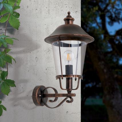 Candeeiro de parede exterior KENZO 1xE27/100W/230V IP44 bronze/pátina