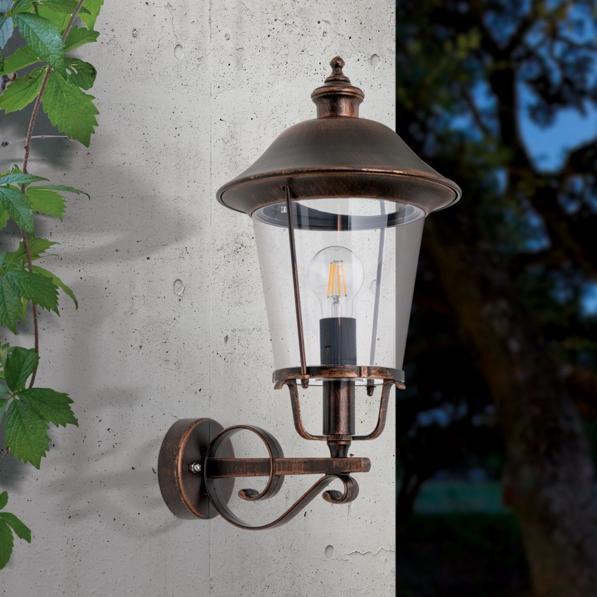 Candeeiro de parede exterior KENZO 1xE27/100W/230V IP44 bronze/pátina