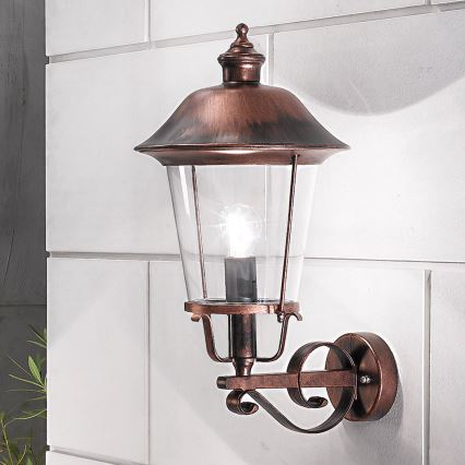 Candeeiro de parede exterior KENZO 1xE27/100W/230V IP44 bronze/pátina