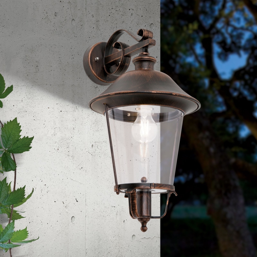 Candeeiro de parede exterior KENZO 1xE27/100W/230V IP44 bronze/pátina