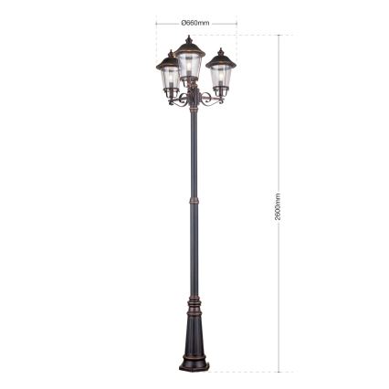 Candeeiro exterior KENZO 3xE27/100W/230V IP44 bronze/pátina