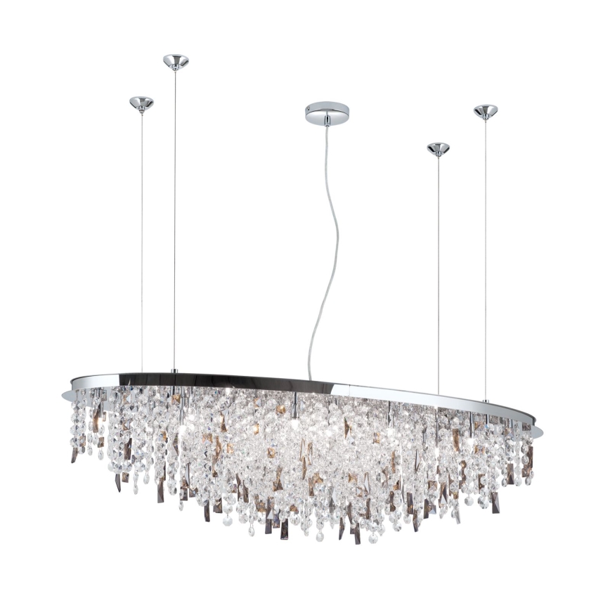 Candeeiro suspenso de cristal CRYSTALRIVER 21xG9/40W/230V cromado brilhante