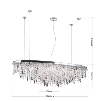 Candeeiro suspenso de cristal CRYSTALRIVER 21xG9/40W/230V cromado brilhante