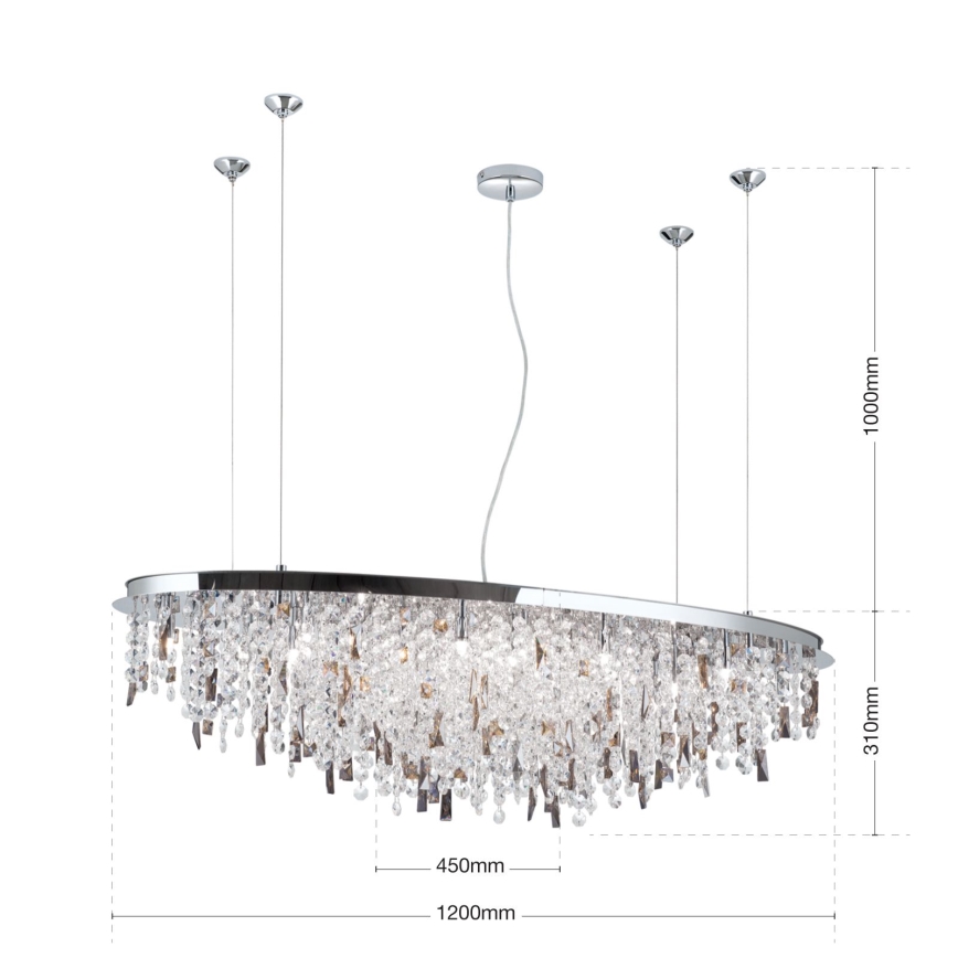 Candeeiro suspenso de cristal CRYSTALRIVER 21xG9/40W/230V cromado brilhante