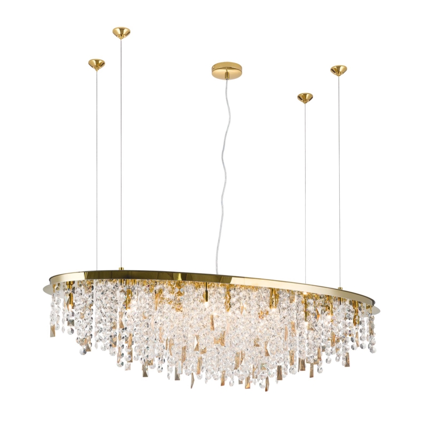 Candeeiro suspenso de cristal CRYSTALRIVER 21xG9/40W/230V dourado