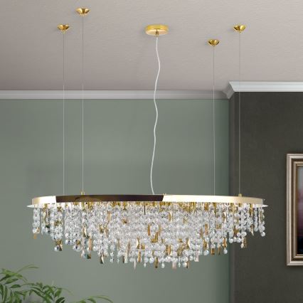 Candeeiro suspenso de cristal CRYSTALRIVER 21xG9/40W/230V dourado