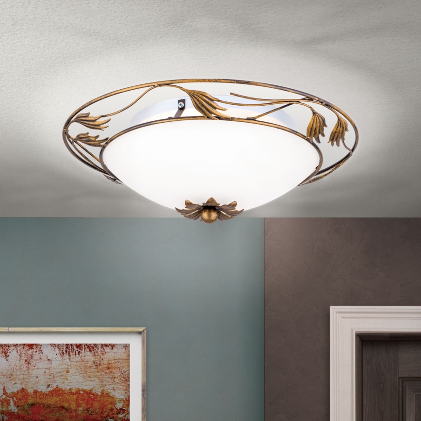 Iluminação de teto FLEUR 2xE27/60W/230V diâmetro 40 cm bronze