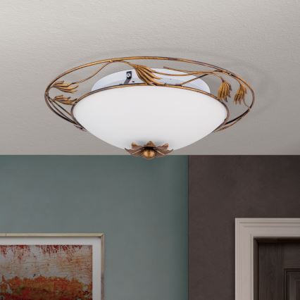 Iluminação de teto FLEUR 2xE27/60W/230V diâmetro 40 cm bronze