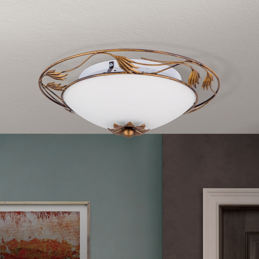Iluminação de teto FLEUR 2xE27/60W/230V diâmetro 40 cm bronze