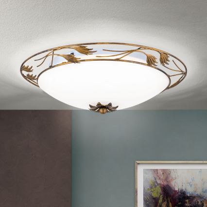 Iluminação de teto FLEUR 3xE27/60W/230V diâmetro 50 cm bronze