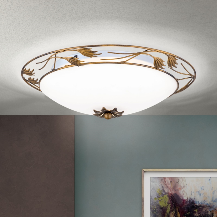 Iluminação de teto FLEUR 3xE27/60W/230V diâmetro 50 cm bronze