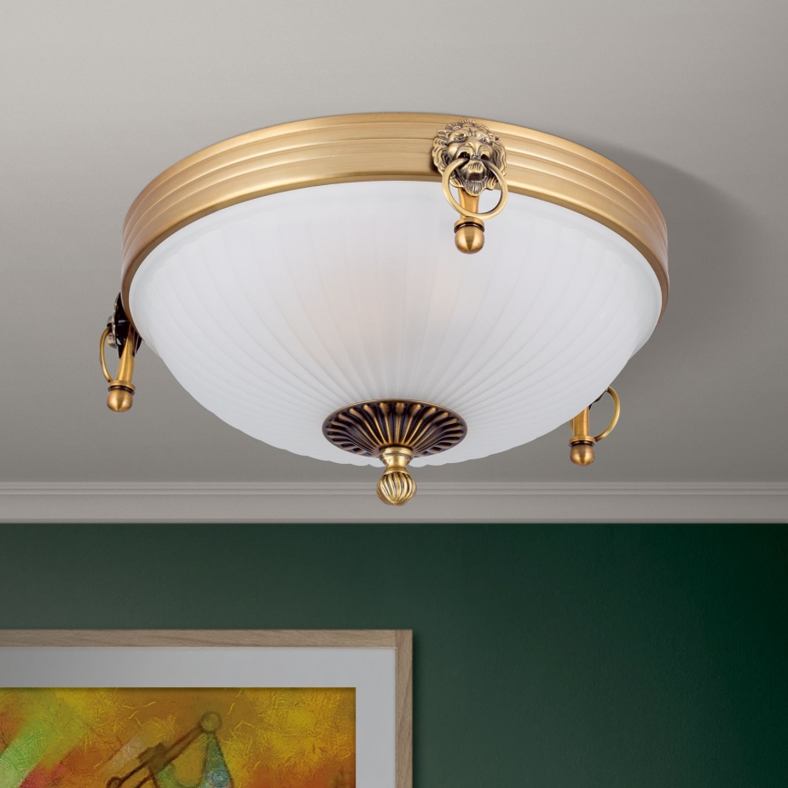 Iluminação de teto ROCCA 2xE27/60W/230V diâmetro 31 cm bronze/branco