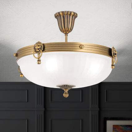 Candeeiro integrado ROCCA 4xE27/60W/230V diâmetro 43 cm bronze/branco