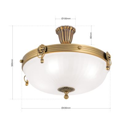 Candeeiro integrado ROCCA 4xE27/60W/230V diâmetro 43 cm bronze/branco