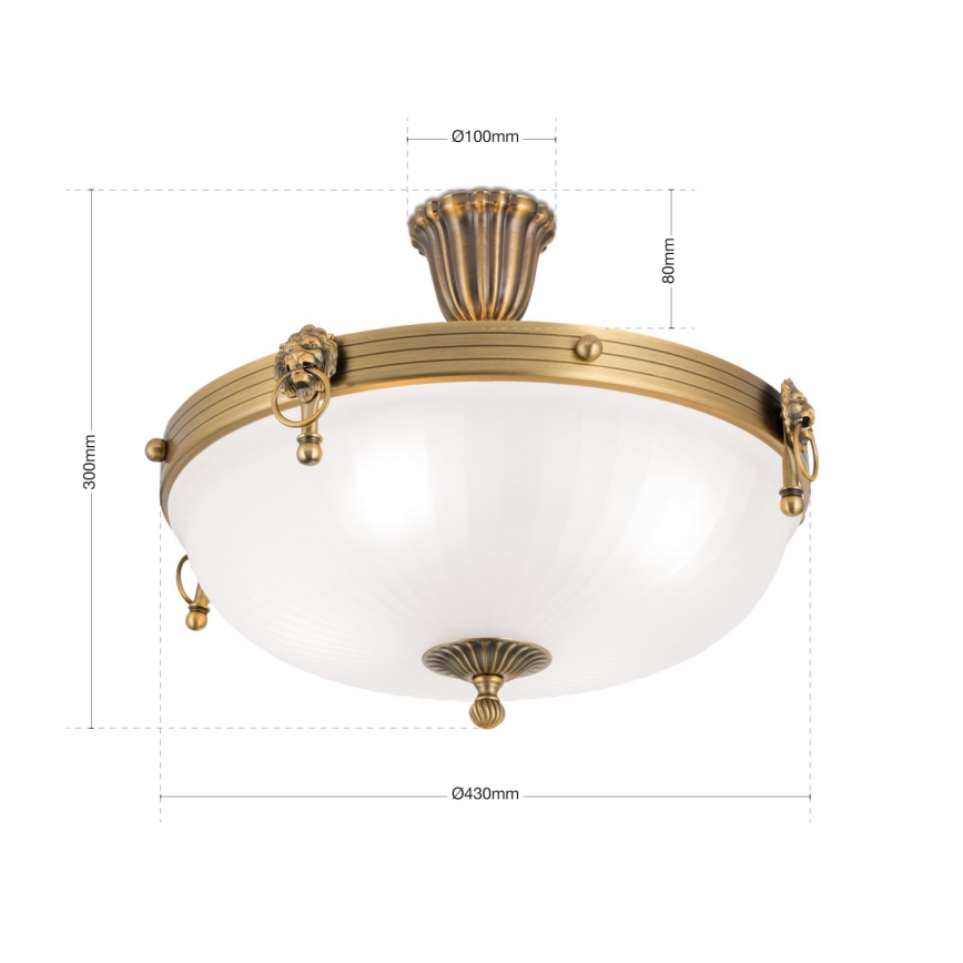 Candeeiro integrado ROCCA 4xE27/60W/230V diâmetro 43 cm bronze/branco