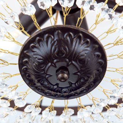 Candeeiro suspenso de cristal ARILA 6xE27/60W/230V diâmetro 60 cm castanho/pátina
