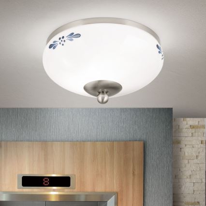 Iluminação de teto LANDHAUS 1xE27/60W/230V diâmetro 21 cm cromado mate/branco