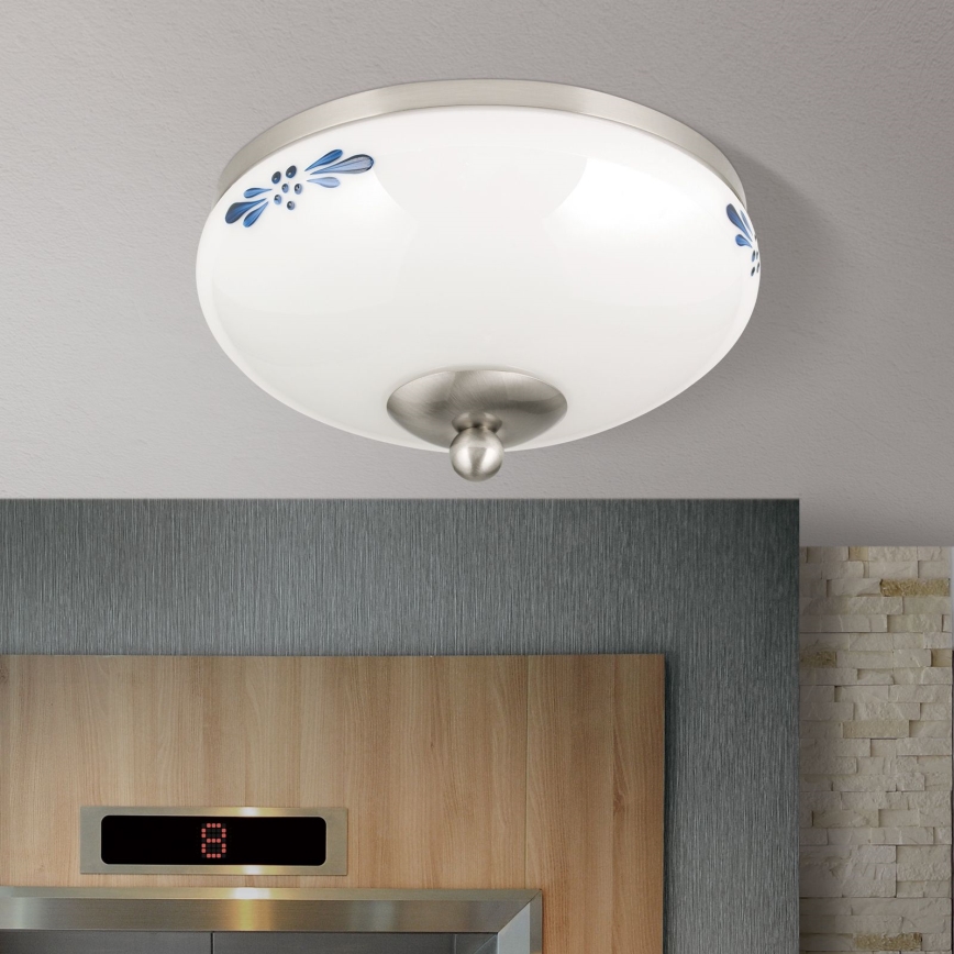 Iluminação de teto LANDHAUS 1xE27/60W/230V diâmetro 21 cm cromado mate/branco
