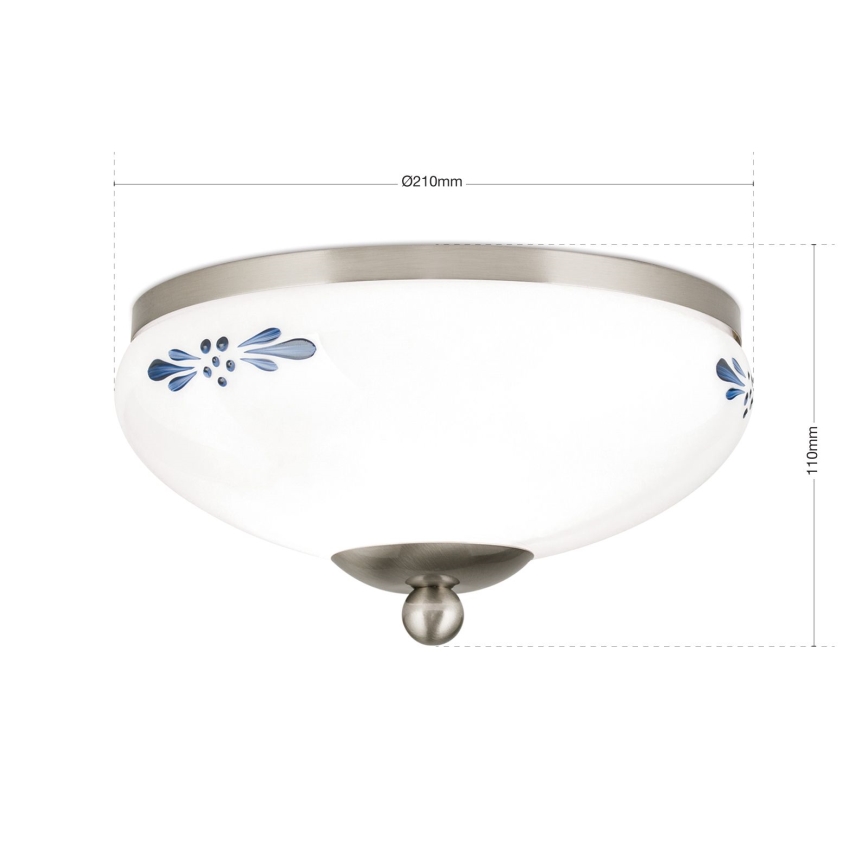 Iluminação de teto LANDHAUS 1xE27/60W/230V diâmetro 21 cm cromado mate/branco