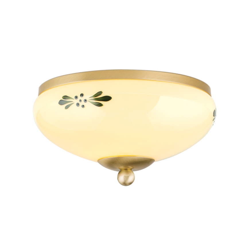 Iluminação de teto LANDHAUS 1xE27/60W/230V diâmetro 21 cm latão/bege