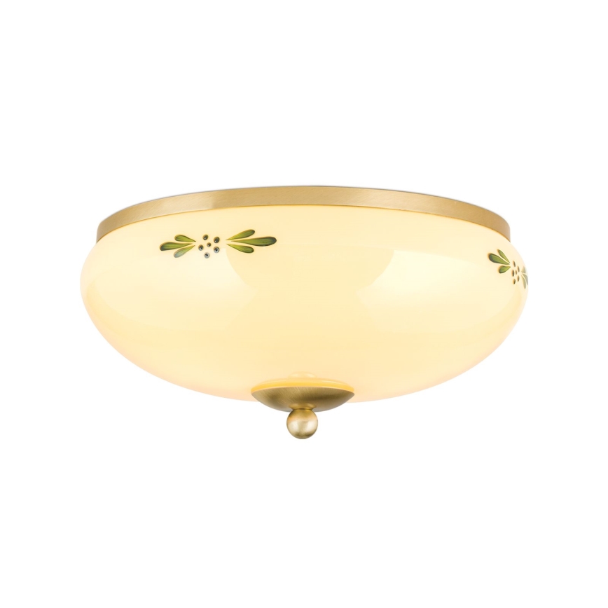 Iluminação de teto LANDHAUS 2xE27/60W/230V diâmetro 28 cm bronze/bege