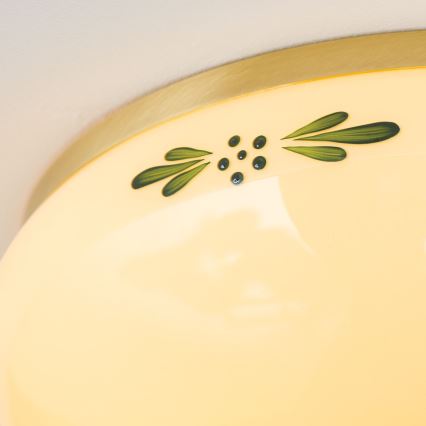Iluminação de teto LANDHAUS 2xE27/60W/230V diâmetro 28 cm bronze/bege