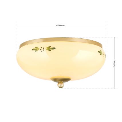 Iluminação de teto LANDHAUS 2xE27/60W/230V diâmetro 28 cm bronze/bege