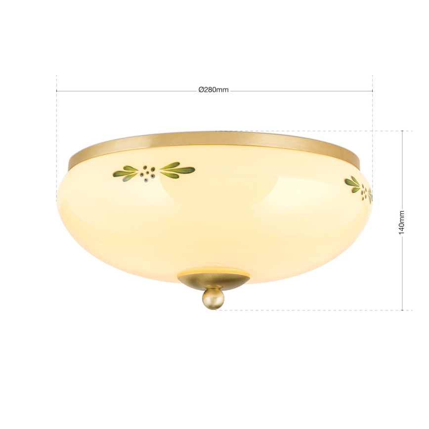 Iluminação de teto LANDHAUS 2xE27/60W/230V diâmetro 28 cm bronze/bege