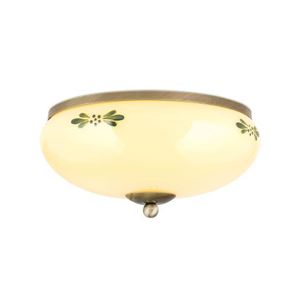 Iluminação de teto LANDHAUS 2xE27/60W/230V diâmetro 28 cm bronze/bege