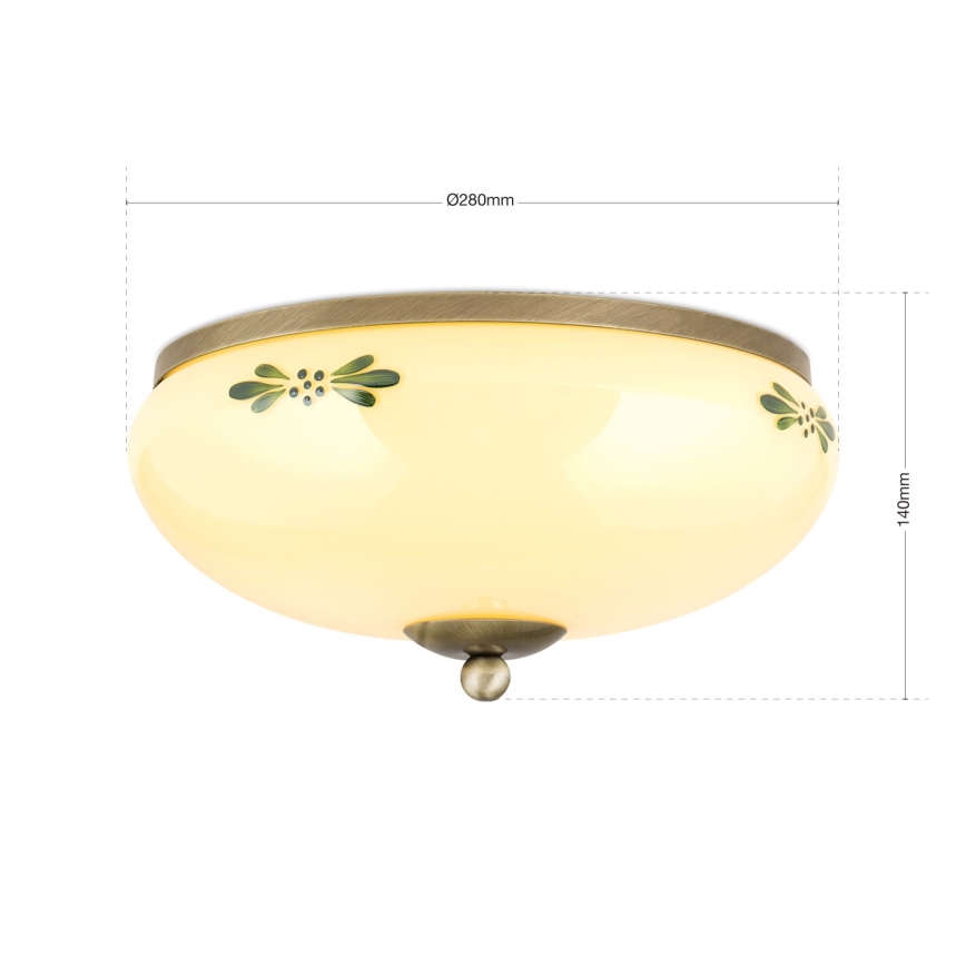 Iluminação de teto LANDHAUS 2xE27/60W/230V diâmetro 28 cm bronze/bege