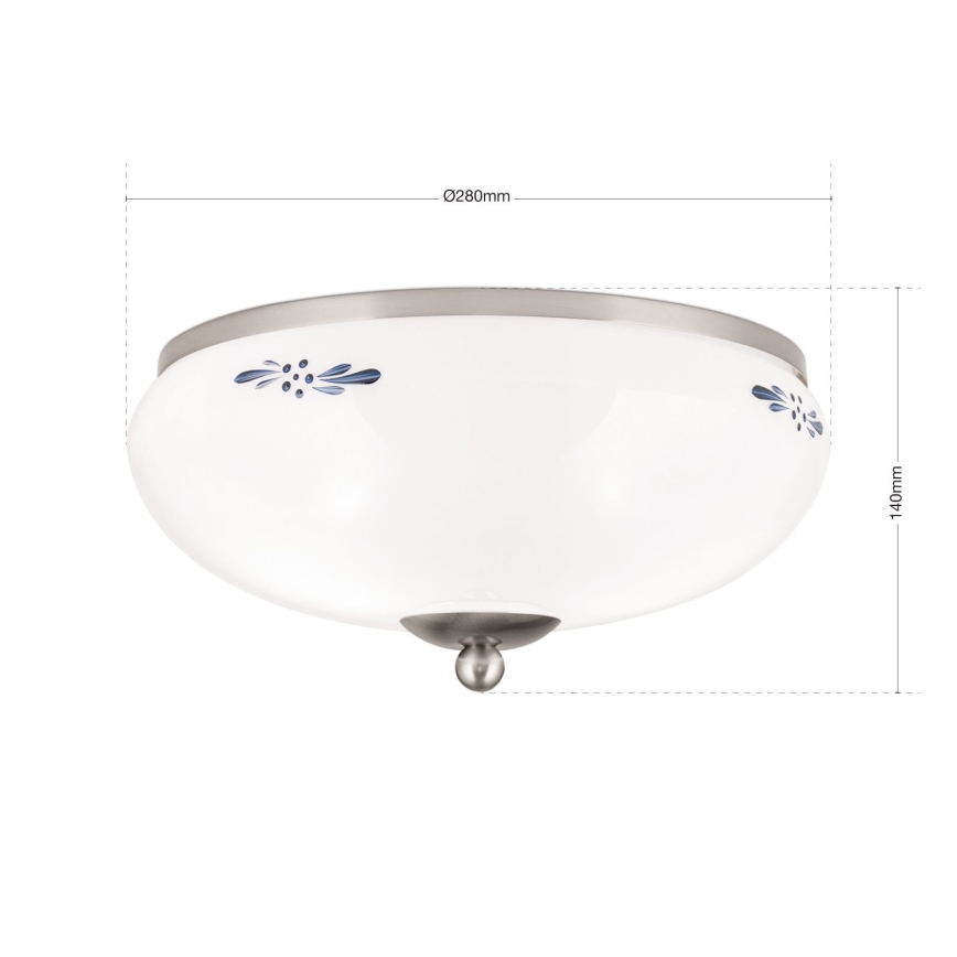 Iluminação de teto LANDHAUS 2xE27/60W/230V diâmetro 28 cm cromado mate/branco