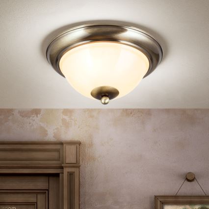 Iluminação de teto AUSTRIAN OLD LAMP 2xE27/60W/230V diâmetro 27 cm bronze/bege