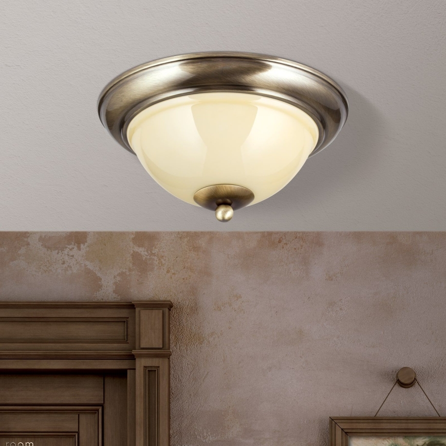 Iluminação de teto AUSTRIAN OLD LAMP 2xE27/60W/230V diâmetro 27 cm bronze/bege