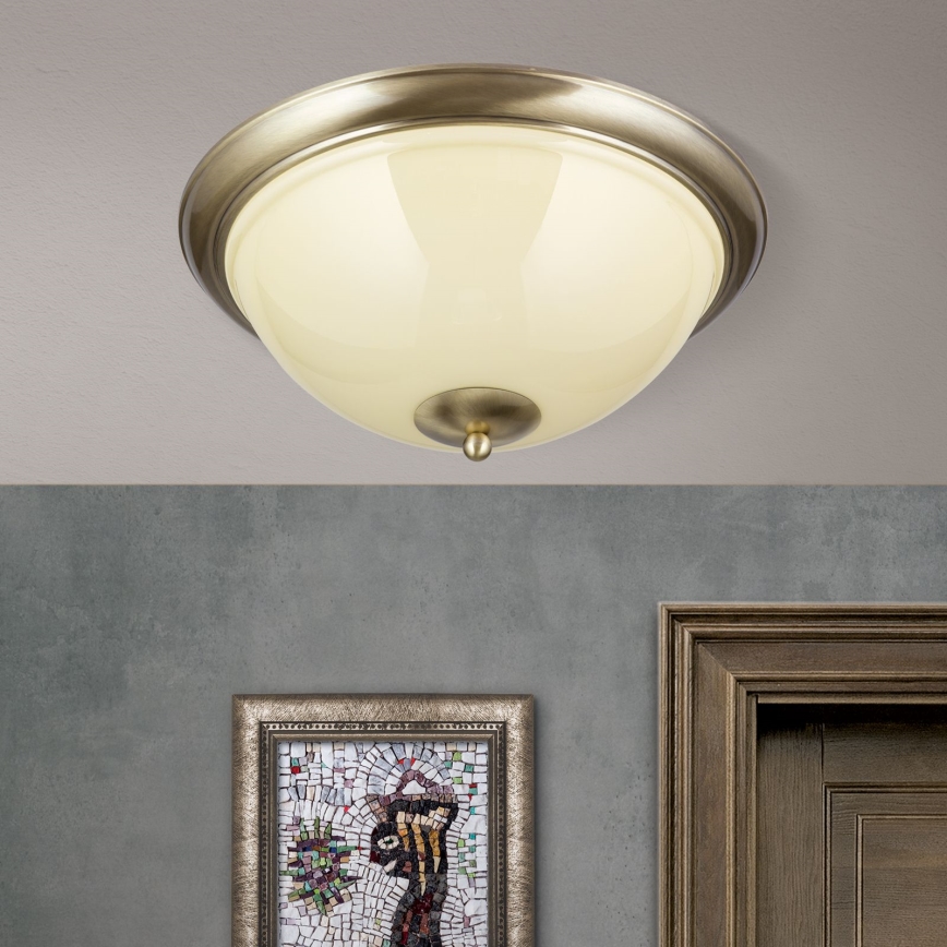Iluminação de teto AUSTRIAN OLD LAMP 3xE27/60W/230V diâmetro 50 cm bronze/bege