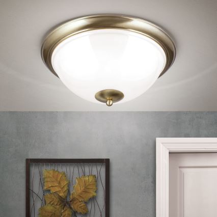 Iluminação de teto AUSTRIAN OLD LAMP 3xE27/60W/230V diâmetro 50 cm bronze/branco