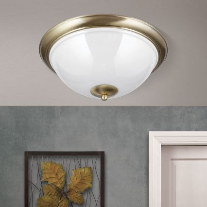 Iluminação de teto AUSTRIAN OLD LAMP 3xE27/60W/230V diâmetro 50 cm bronze/branco