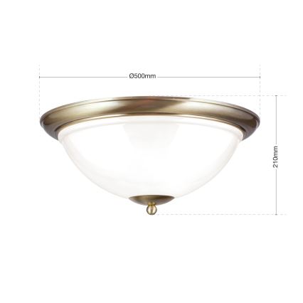 Iluminação de teto AUSTRIAN OLD LAMP 3xE27/60W/230V diâmetro 50 cm bronze/branco