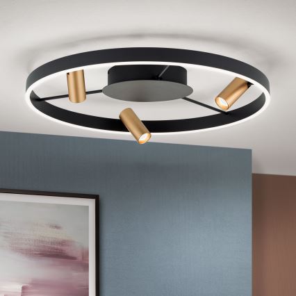 Iluminação de teto LED com regulação BERLIN LED/50W/230V preto/dourado