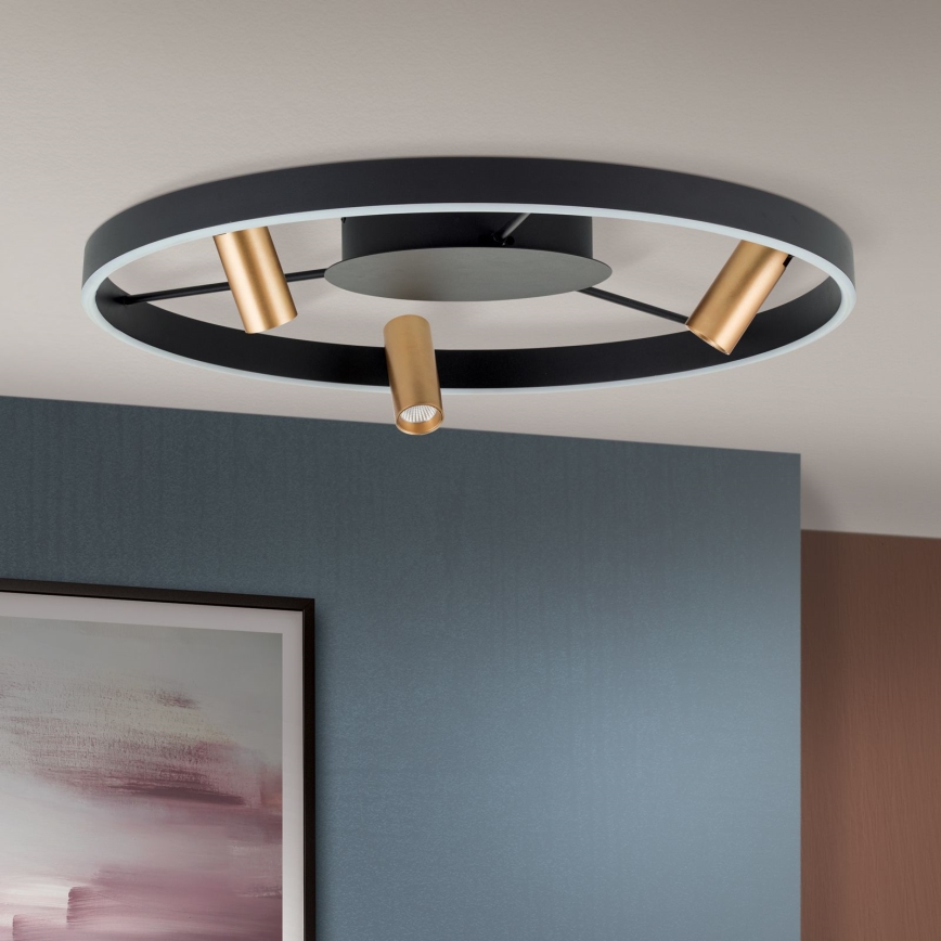 Iluminação de teto LED com regulação BERLIN LED/50W/230V preto/dourado