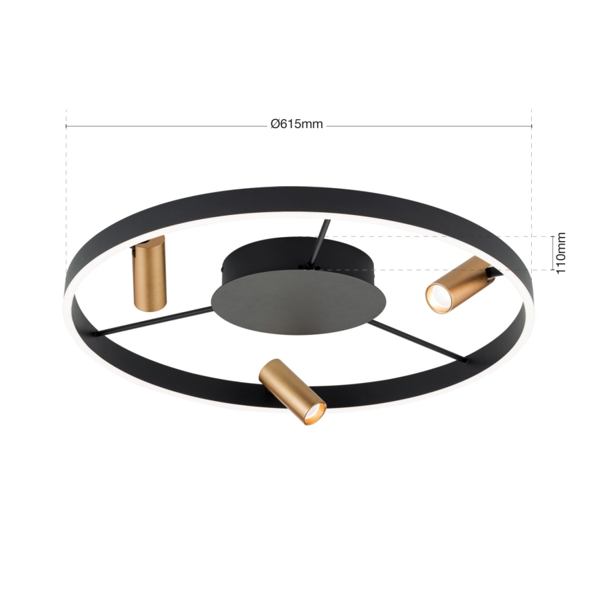 Luminária de teto LED dimmerizável BERLIN LED/50W/230V preto/dourado
