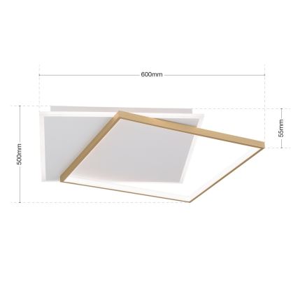 Iluminação de teto LED com regulação EMANUEL LED/50W/230V branco/dourado