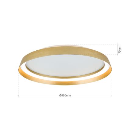 Iluminação de teto LED com regulação MANTA LED/38W/230V 2700/3000/4000K diâmetro 45 cm dourado